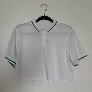 White Polo Shirt with Green Trim